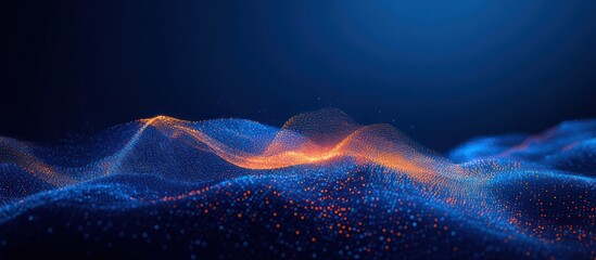 Wall Mural - Abstract Digital Landscape:  Waves of Data and Light