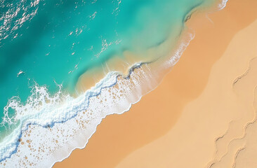  Blue ocean wave, white sea foam, seascape, deserted sandy beach. AI Generative