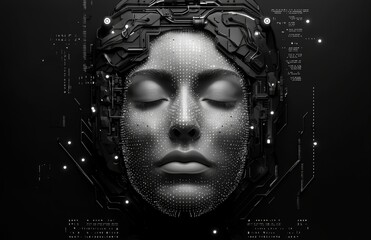 Poster - A 3D graphic composition representing the subject of future technologies, available as a stock image.