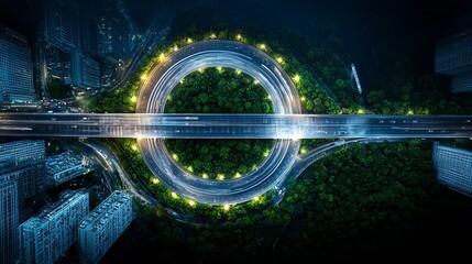 Aufkleber - Expressway seen from above, illustrating the vital role of road traffic in infrastructure.