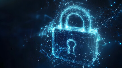 Wall Mural - digital illustration of cybersecurity network internet system web data centre protection padlock sym