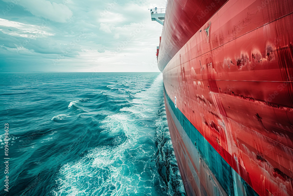 Generative AI Image of a Large Ship Sailing Across Open Ocean on a ...