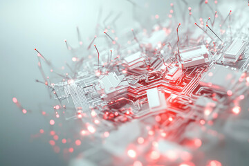 Wall Mural - 3d rendered digital circuit board with glowing connections
