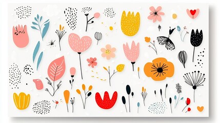 Aufkleber - Vibrant and Bold Geometric Floral Seamless Patterns with Vintage Inspired Colors and Abstract Designs Perfect for Spring Themed Design and Sticker Collections