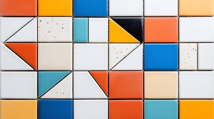 Poster - Intricate mosaic tile pattern in vibrant colors and geometric shapes perfect for creating a bold and digital background or wallpaper  The vibrant kaleidoscopic design features a symmetrical