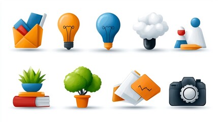 Poster - Detailed set of 15 line art icons representing various digital marketing concepts such as workflow optimization production and achieving business success  These simple modern