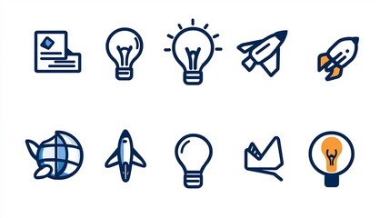 Poster - Minimalist Black Outline Icon Set Featuring 15 Unique Designs Related to Digital Marketing Workflow Optimization Team Management and Success Tracking