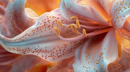 Wall Mural - Detailed view of the pistil and stamen of a lily, showing pollen grains