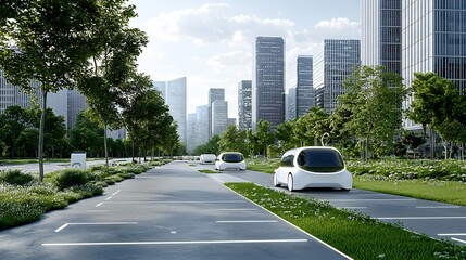 Aufkleber - Innovative and Futuristic Smart City with Radiant Architectural Designs Wireless Connected Vehicles and Distributed Technology Nodes Powering a Sustainable and Interconnected Urban Ecosystem