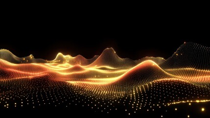 Wall Mural - Golden Abstract Landscape: A Digital Art of Glowing Hills