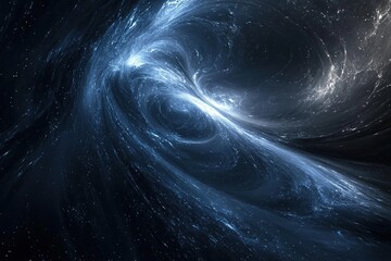 Wall Mural - bright blue nebula glowing in deep outer space surrounded by countless stars