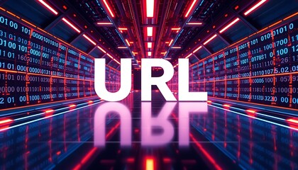 Wall Mural - matrix code design featuring url: symbolizing uniform resource locator in tech