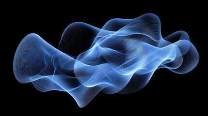 Wall Mural - Abstract Blue Wave Digital Art:  A Serene Flow of Light and Energy