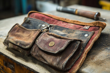 Wall Mural - Craftsman's tool belt showing years of use.