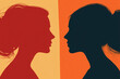 © Infinity Lens - Flat vector illustration of minimalist profile silhouettes facing each other.