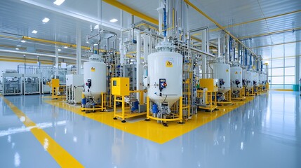 Leinwandbilder - Cutting edge biodiesel plant featuring advanced fuel processing technologies and state of the art equipment to produce renewable sustainable energy in an environmentally friendly manner