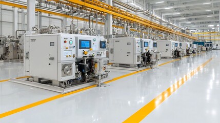 Poster - Fuel Processing Unit with Advanced High Tech Machinery Ensuring Clean and Precise Industrial Streamlined digital control panel and dashboard interfaces for efficient and safe processing