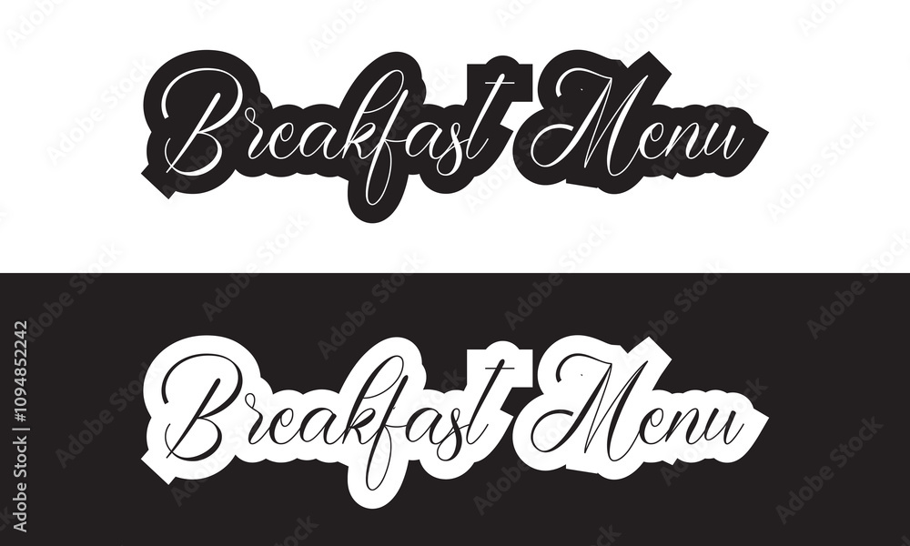 Handwritten brush calligraphy Breakfast menu. Vector illustration ...