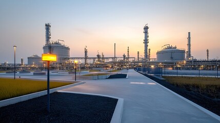 Leinwandbilder - Sleek and Efficient Fuel Storage Facility Featuring Cutting Edge Modern Architecture High Tech Processing Equipment and a Sustainable Industrial Landscape
