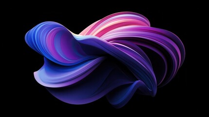 Wall Mural - abstract digital art featuring flowing shapes and vibrant colors against a black background.