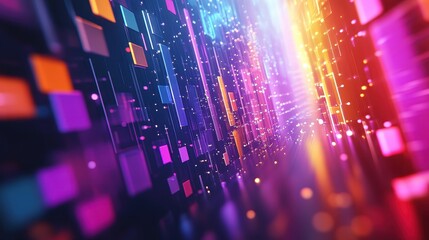 Wall Mural - a vibrant abstract digital background with colorful patterns and light effects.