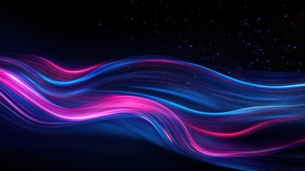 Wall Mural - Abstract Cosmic Flow: Neon Waves in Dark Space