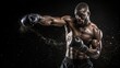© arri - Muscular Boxer Throwing a Punch with Dust Flying