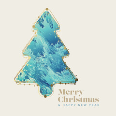 Wall Mural - simple modern merry christmas and happy new year card template with abstract pattern on christmas tr