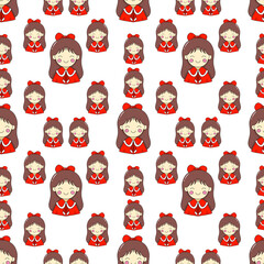 Wall Mural - Cute girl pattern 