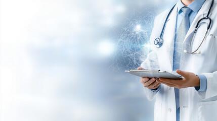Aufkleber - medical researcher holding tablet, exploring clinical data and innovations