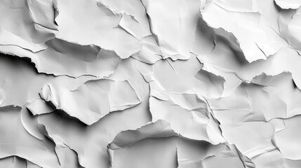 Wall Mural - a close-up of crumpled white paper texture, showcasing depth and shadows.