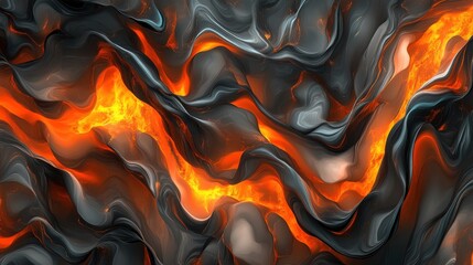 Wall Mural - abstract swirling patterns with vibrant orange and dark tones resembling molten lava.