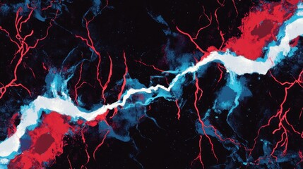 Wall Mural - abstract design featuring vibrant colors and lightning-like patterns against a dark background.