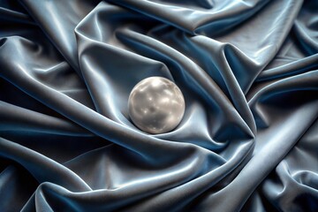 Canvas Print - white pearl on blue satin fabric evoking moon-like elegance