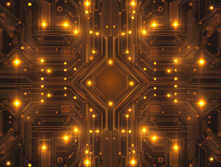 Wall Mural - a close up of a electronic circuit board with many small golden dots.