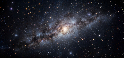 Wall Mural - Captivating view of spiral galaxy showcasing vibrant colors and distant stars in the night sky. Black space background.