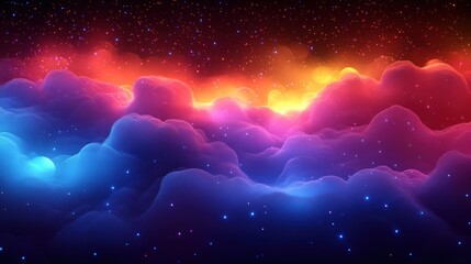 Wall Mural - stunning cosmic nebula with vibrant colors: red, pink, blue, night sky, stars, space, universe, scen
