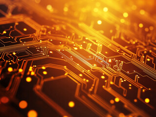 Wall Mural - a close up of a electronic circuit board with many small golden dots.