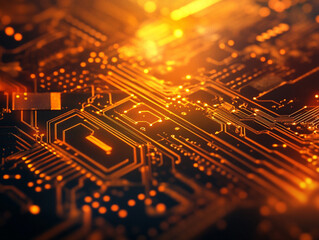 Wall Mural - a close up of a electronic circuit board with many small golden dots.