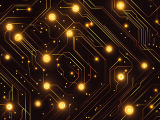Wall Mural - a close up of a electronic circuit board with many small golden dots.