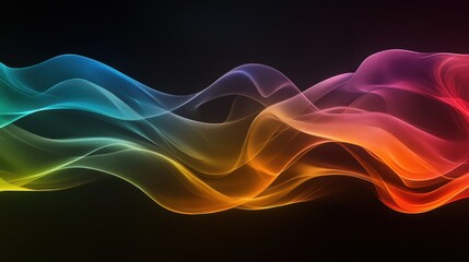 Wall Mural - abstract colorful waves on a dark background, creating a vibrant visual effect.