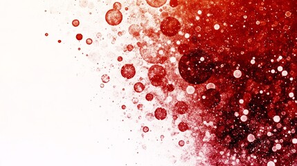 Sticker - Abstract red and white background with scattered circles.  A dynamic and vibrant design.