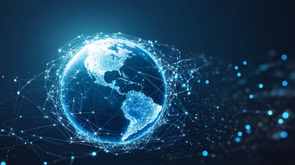 Abstract digital blue planet connection concept