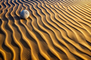 Wall Mural - White sphere on golden sand dunes with moon texture inspiration