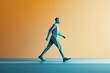 © Supittra - Minimalist Walking Figure in Dynamic Motion, Perfect for Modern Design and Digital Art Applications Featuring Simplified Shapes and Bold Colors