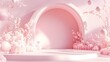 © chujun - digital technology pink valentine's day heart shaped booth illustration poster background