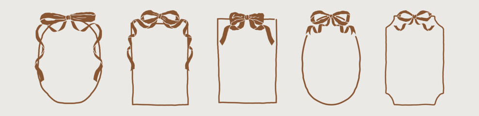 Wall Mural - bow and ribbon frames collection. whimsical girly aesthetic. hand drawn borders perfect for invites,