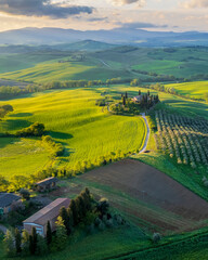 Wall Mural - Beautiful Tuscany landscape drone view in Italy