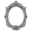 © Boinah - Ornate silver oval picture frame with intricate detailing, designed for displaying artwork or photos.