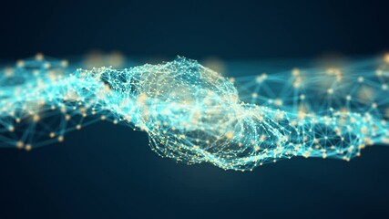 Wall Mural - motion graphic of blue dot and line mesh connection with polygonal technology abstract background